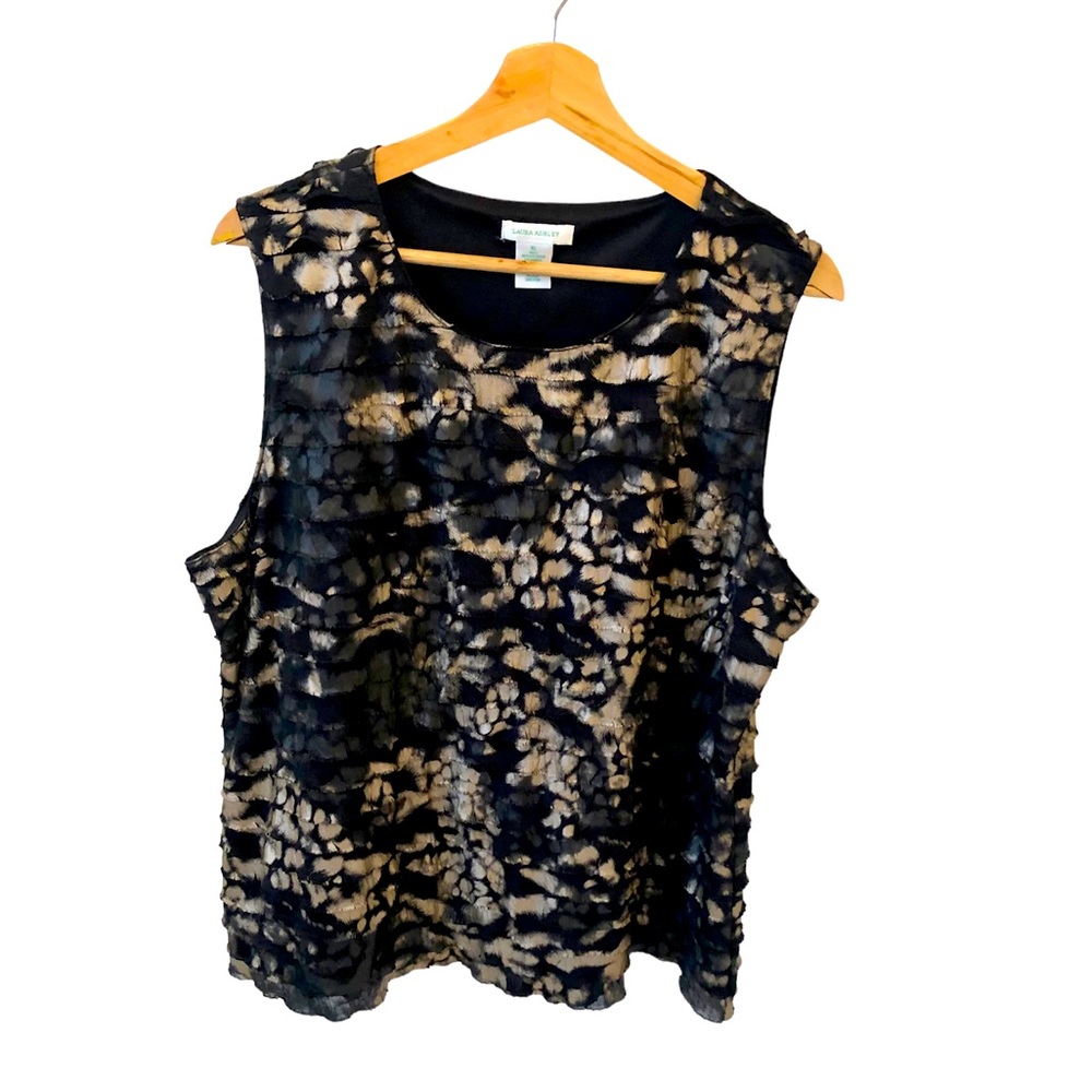LAURA ASHLEY NWT Sleeveless Metalic Ruffled Pullover Top Size XL